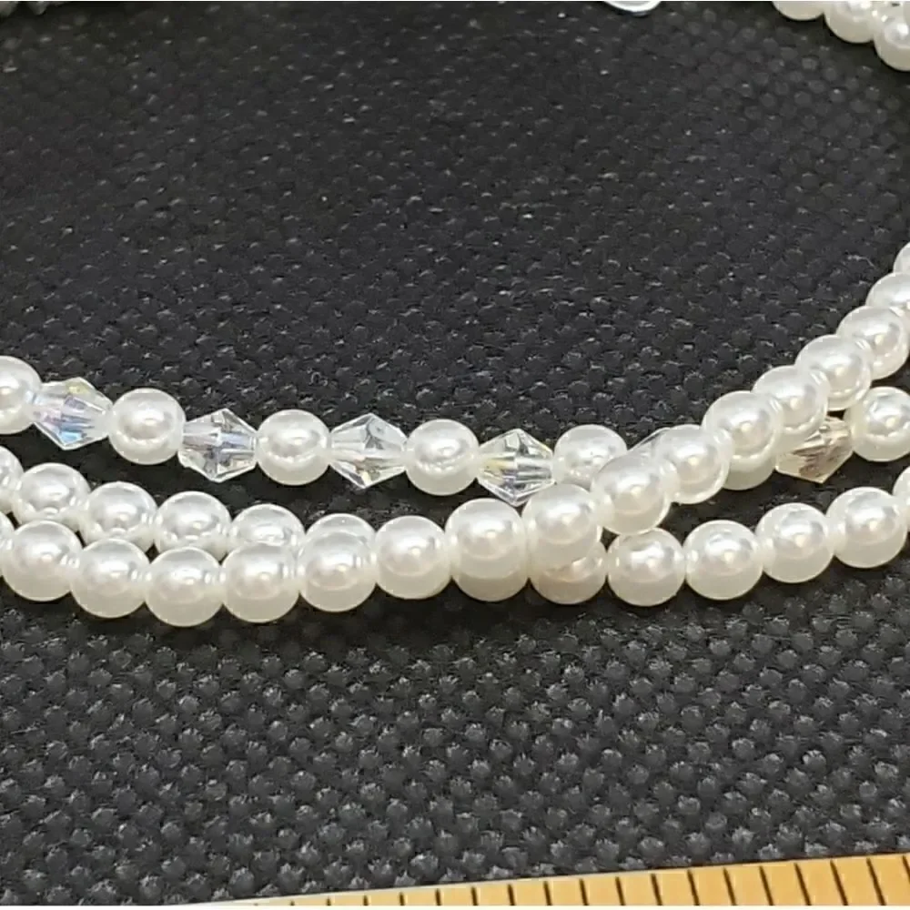 VINTAGE RMN ROMAN Triple Twisted Pearl &  Rhinestone Formal Bridal Bracelet